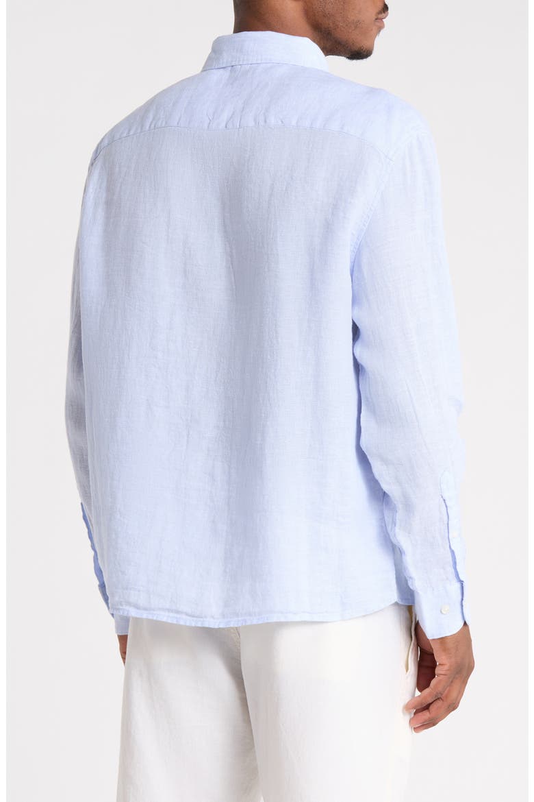 Linen Long Sleeve Button-Down Shirt, Alternate, color, SPLASH BLUE