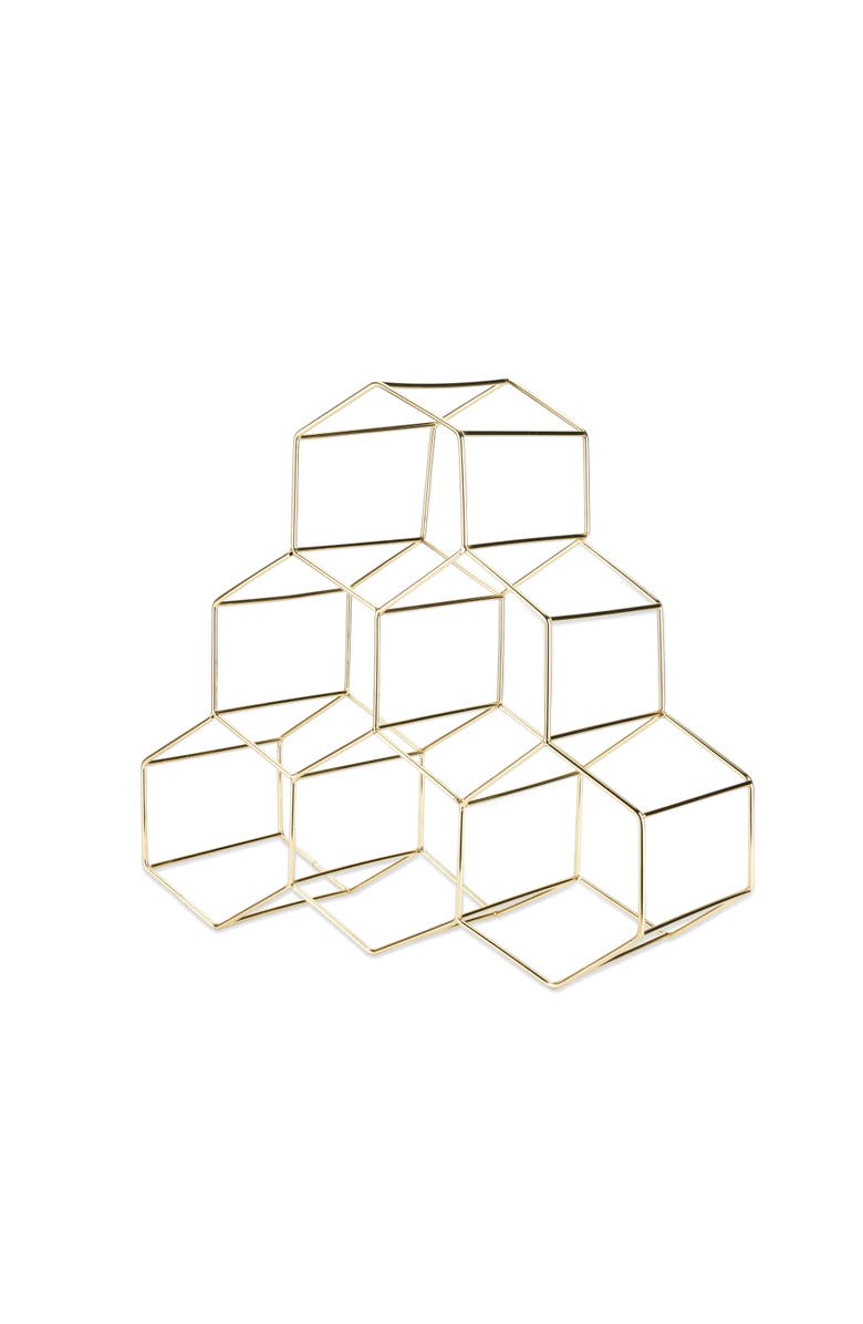 Viski Geo Countertop 6-Bottle Wine Rack, Main, color, Gold