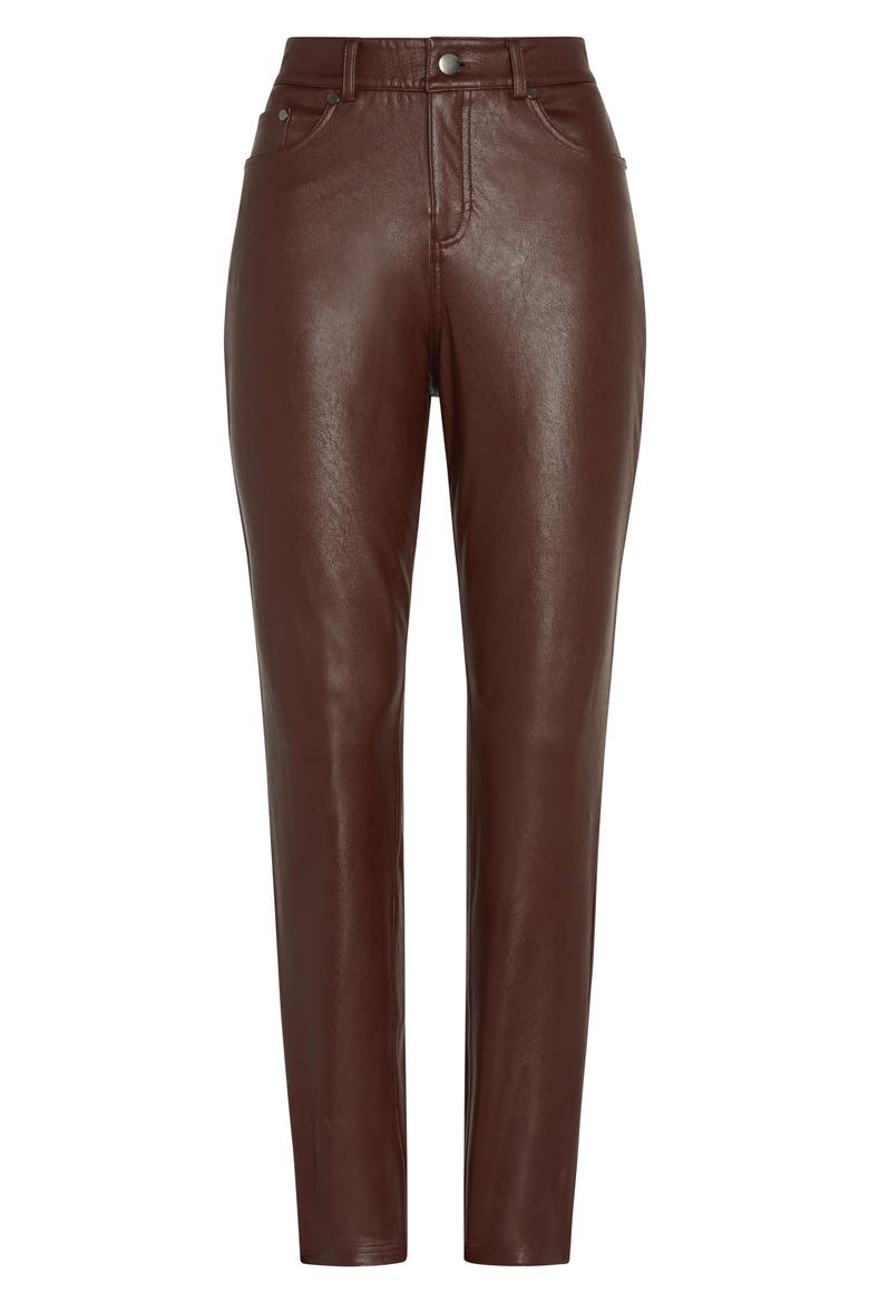 Faux Leather Five-Pocket Pants, Main, color, OXBLOOD BROWN
