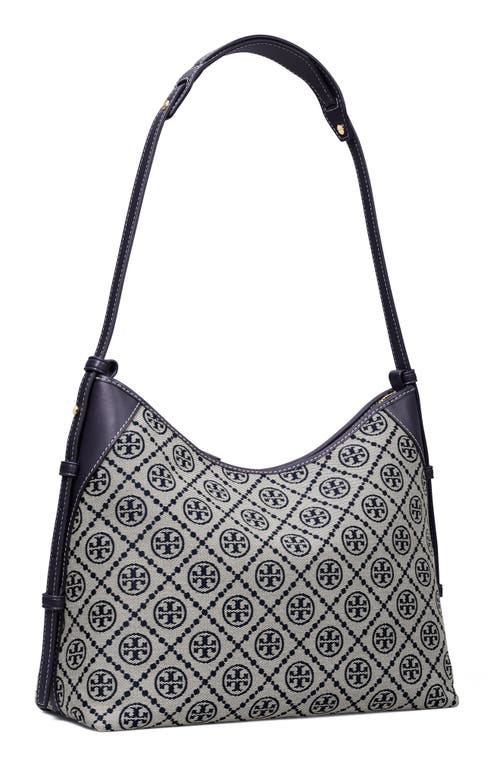 Tory Burch Shoulder Bag With Adaptable Strap And Logo Pattern In Blue