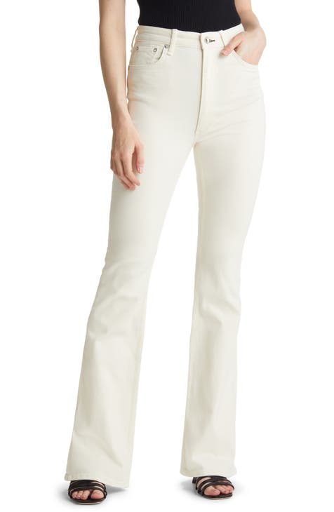 Casey High Waist Flare Leg Jeans (Ecru)