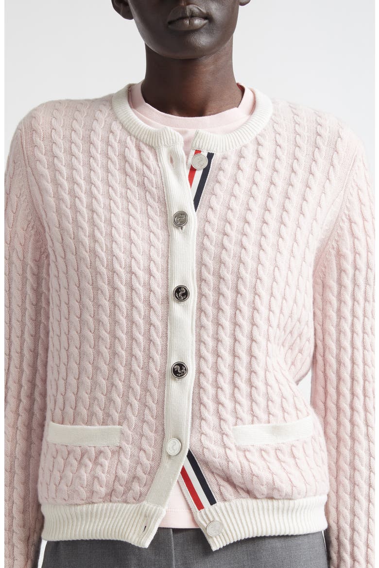 Baby Cable Cashmere Cardigan, Alternate, color, LIGHT PINK