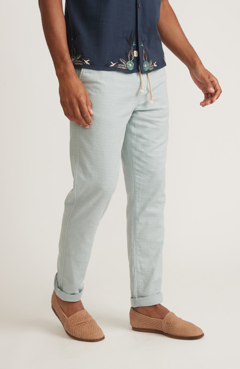 Marine Layer Saturday Slim Straight Leg Stretch Cotton Beach Pants, Alternate, color, Light Blue