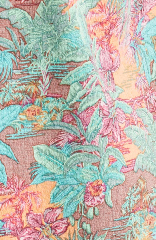 Tommy Bahama Nova Wave Retro Vibes Floral Short Sleeve Cotton Seersucker Button-up Shirt In Dark Terra Cotta