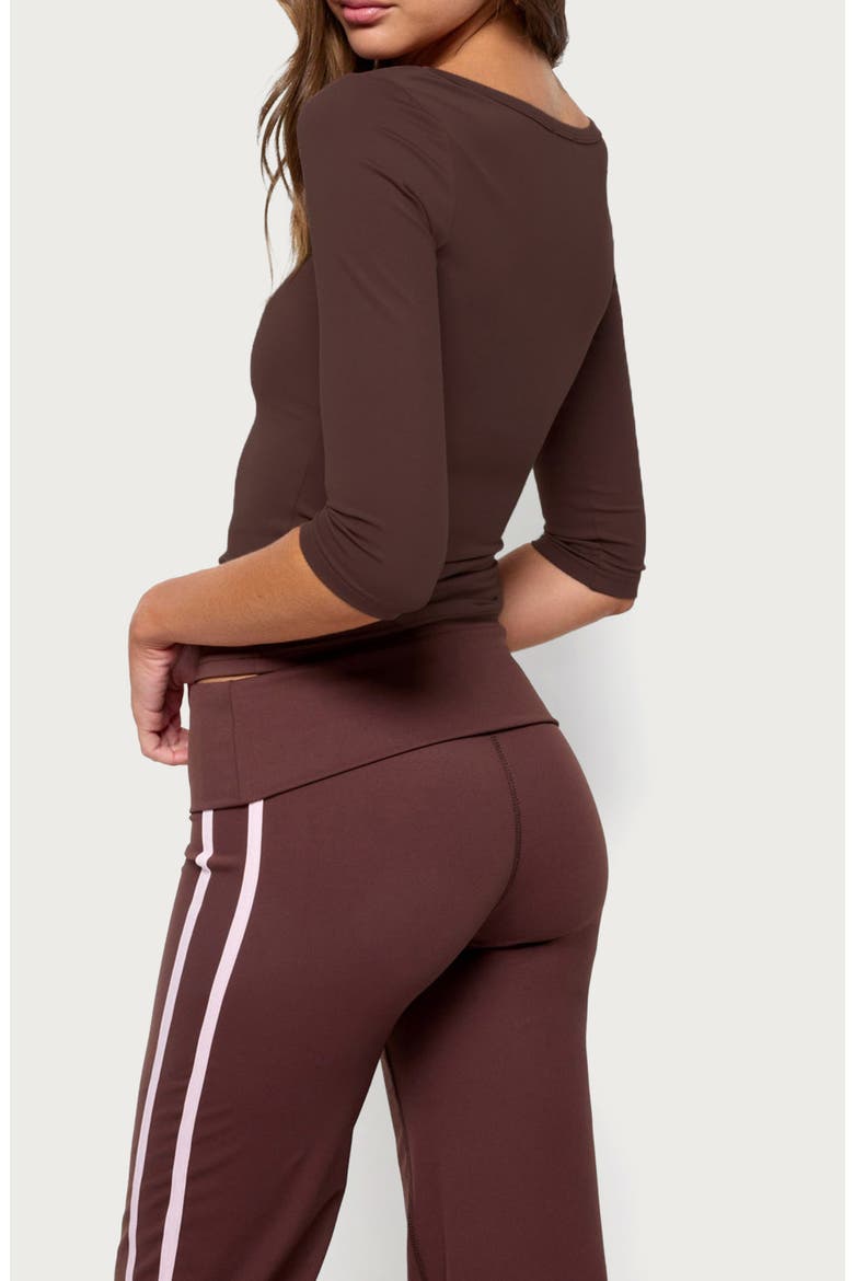 Desi Three-Quarter-Sleeve Top, Alternate, color, BROWN