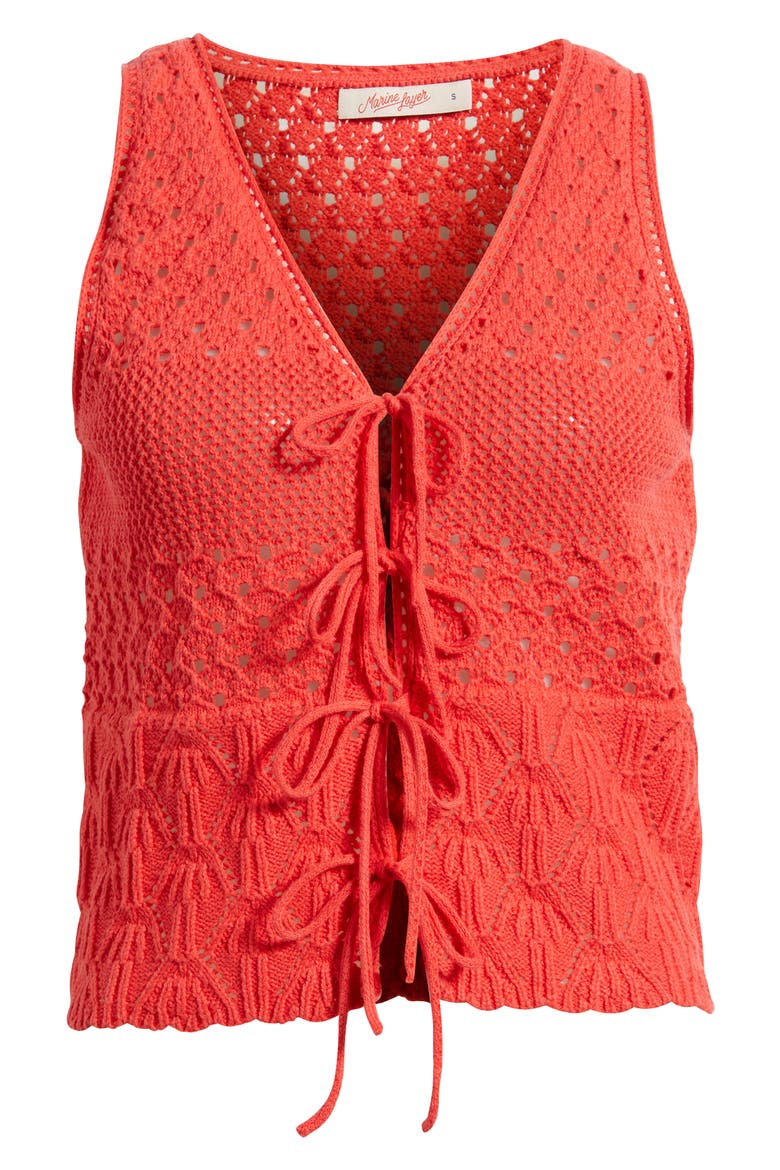 Amada Tie Front Sweater Vest, Alternate, color, RED
