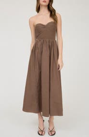 Blu Pepper Mixed Media Strapless Midi Dress
