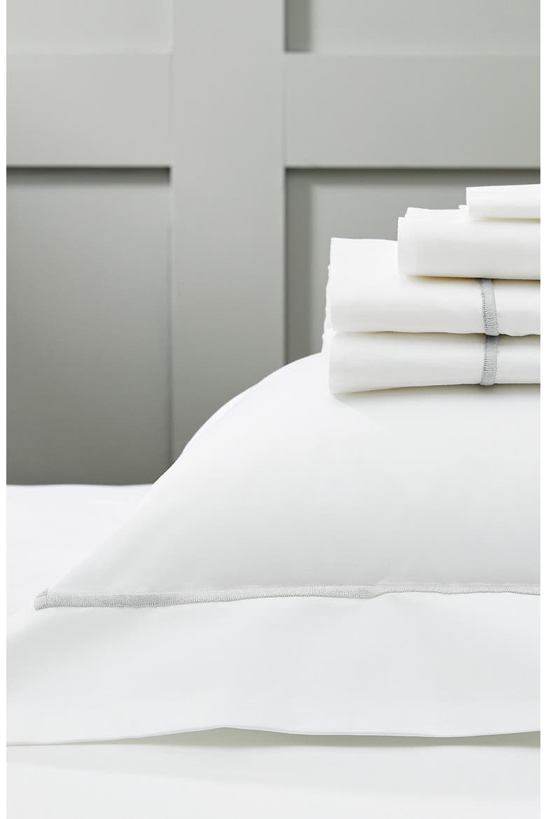 Luxury Savoy Oxford Sham, Main, color, WHITE/ SILVER