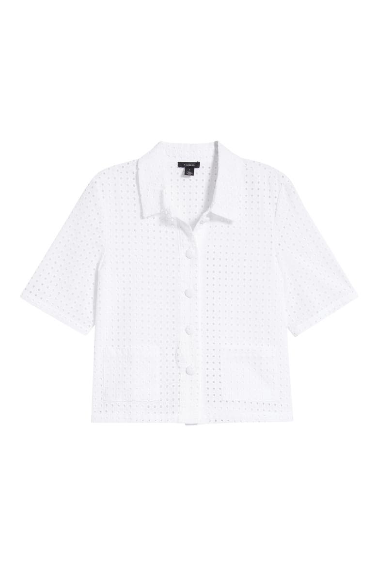 Eyelet Embroidery Woven Shirt, Alternate, color, BRIGHT WHITE