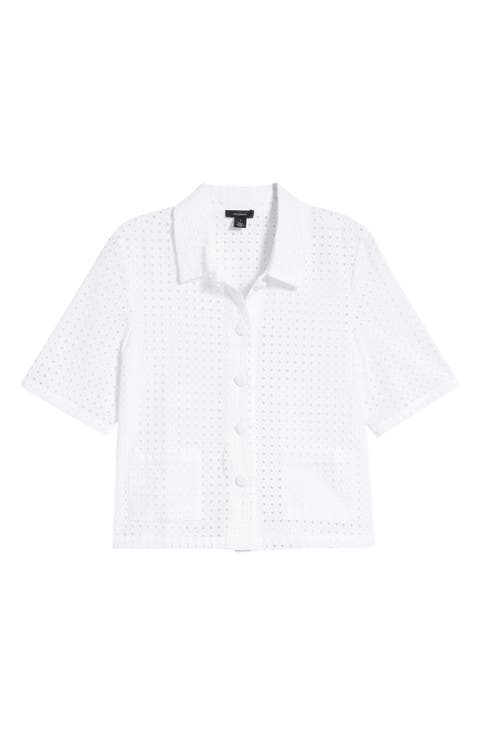 Eyelet Embroidery Woven Shirt (Regular & Petite)