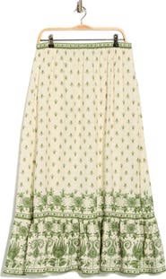 MAX STUDIO Border Print Pull-On Maxi Skirt