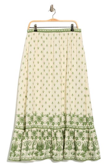 Max Studio Border Print Pull-on Maxi Skirt In Neutral