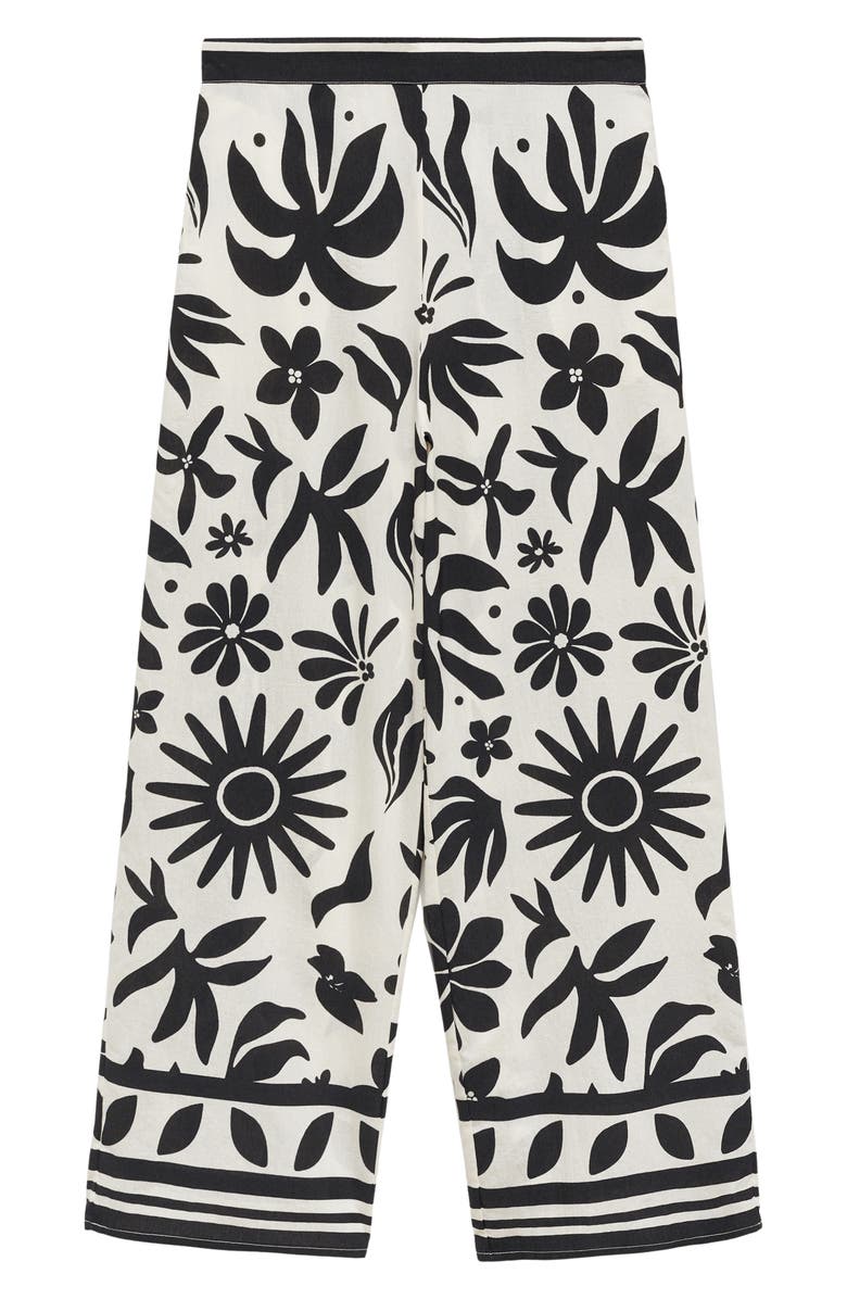 MANGO Floral Border Print Wide Leg Pants, Alternate, color, 