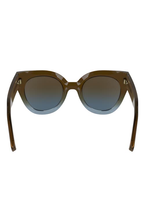 Longchamp Heritage 49mm Small Round Sunglasses In Transparent Gradient Brown/azu
