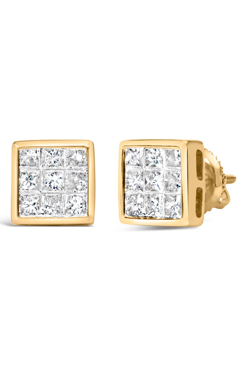 Haus of Brilliance 14K Yellow Gold 1.0 Cttw Princess Cut Diamond Composite Stud Earrings, Alternate, color, Yellow