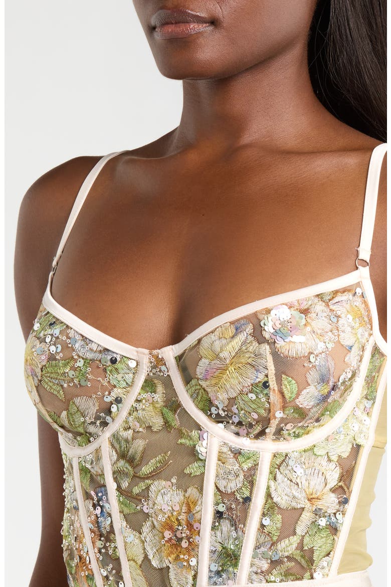 Sequin Embroidered Underwire Bodysuit, Alternate, color, CHAMPAGNE SPARKLE