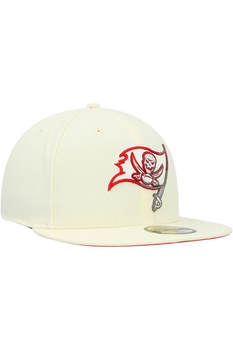 Men's New Era Cream Tampa Bay Buccaneers Chrome Color Dim 59FIFTY Fitted Hat, Alternate, color, Cream