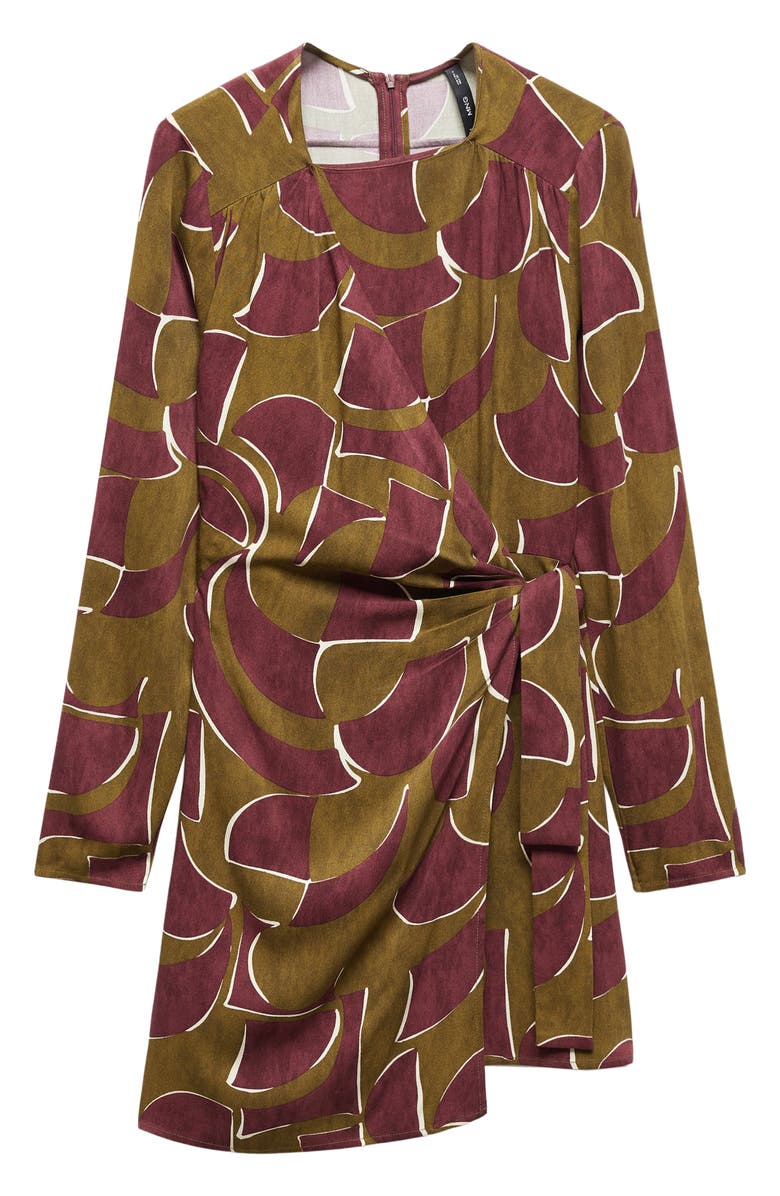 MANGO Geo Print Long Sleeve Faux Wrap Minidress, Alternate, color, 
