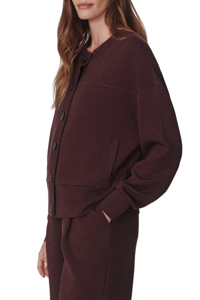 Olwen Sweatshirt Cardigan, Alternate, color, DEEP MAHOGANY