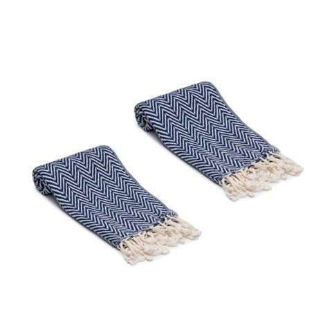 Herringbone Turkish Cotton Hand Towels - Set of 2