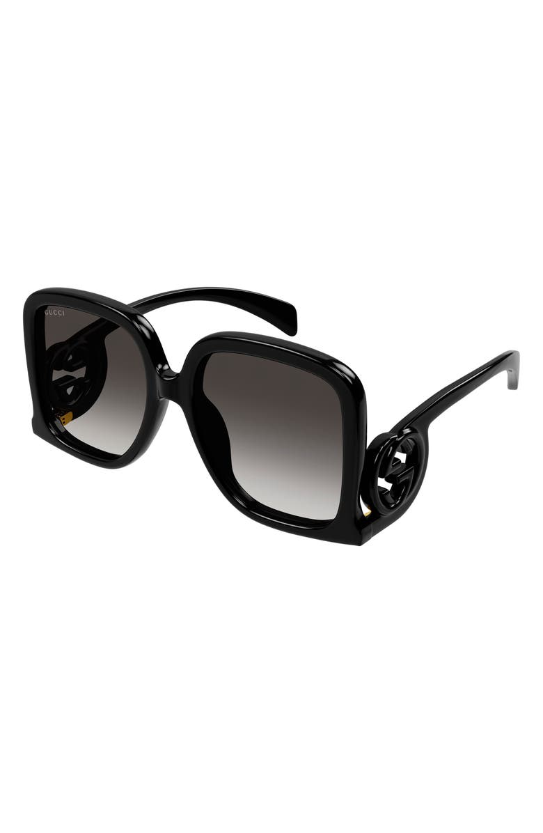 Gucci 58mm Gradient Square Sunglasses, Alternate, color, Black