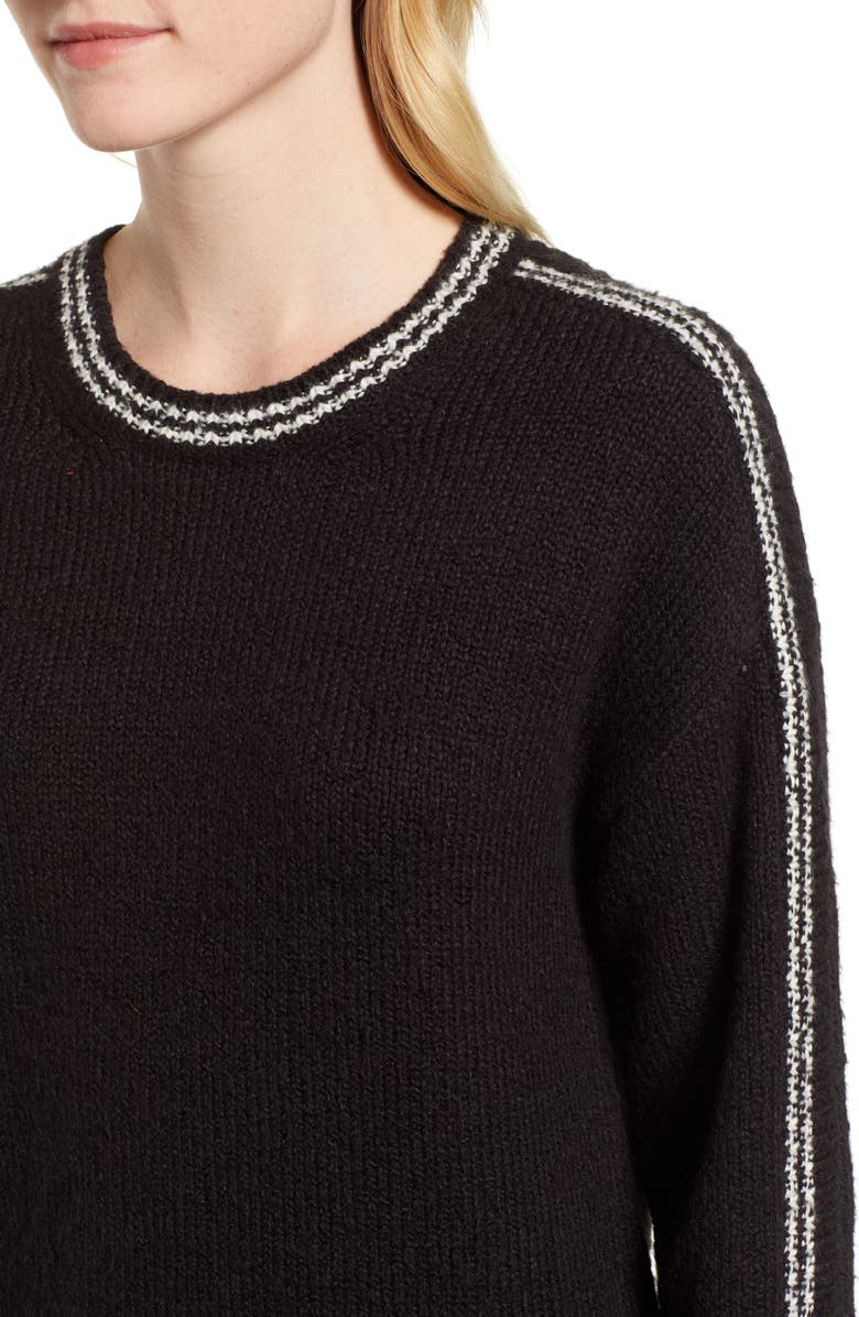 Velvet by Graham & Spencer Stripe Sleeve Cotton Blend Sweater, Alternate, color, 