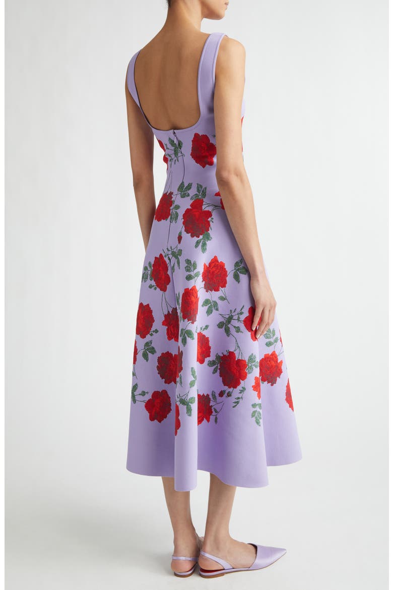 Rose Jacquard Knit Fit & Flare Dress, Alternate, color, VIOLETA MULTI