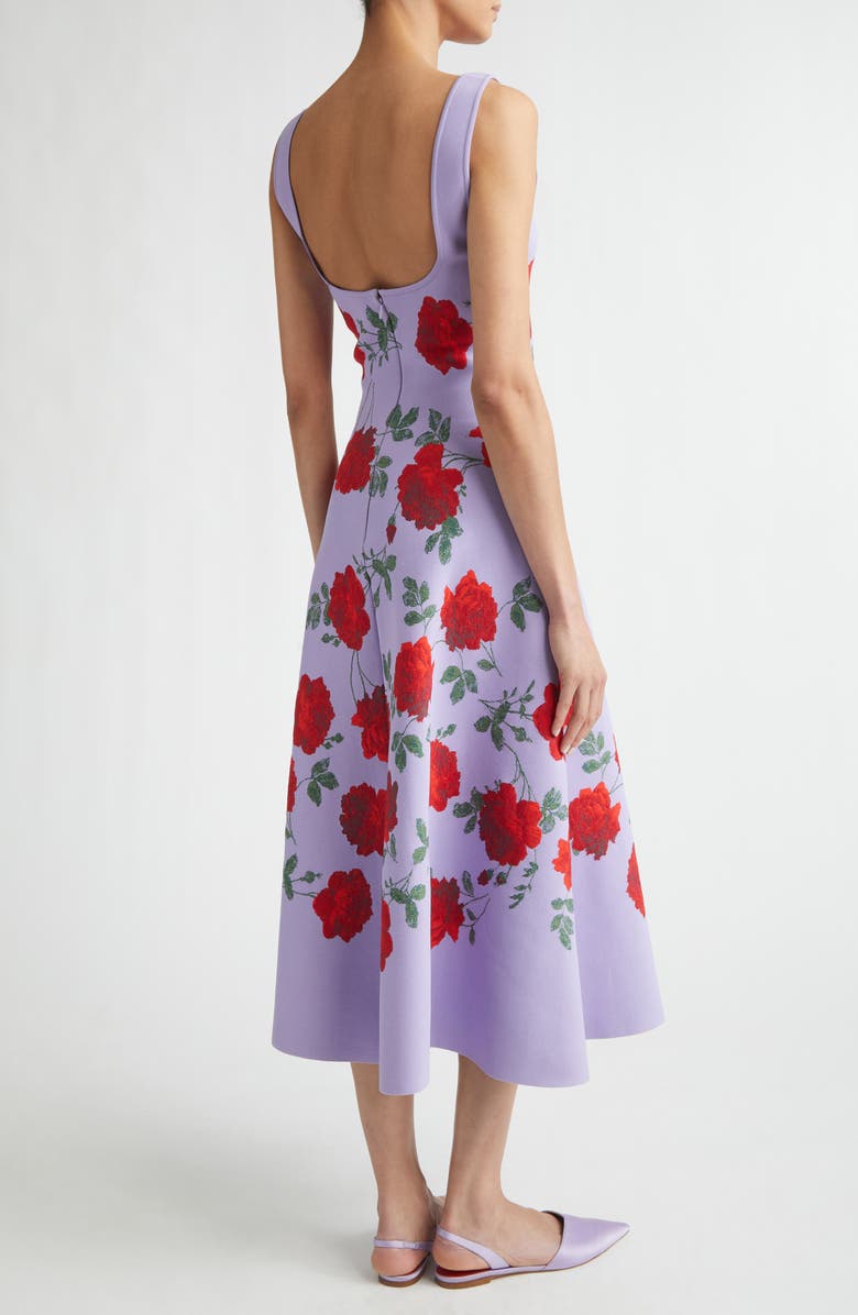 Carolina Herrera Rose Jacquard Knit Fit & Flare Dress, Alternate, color, Violeta Multi
