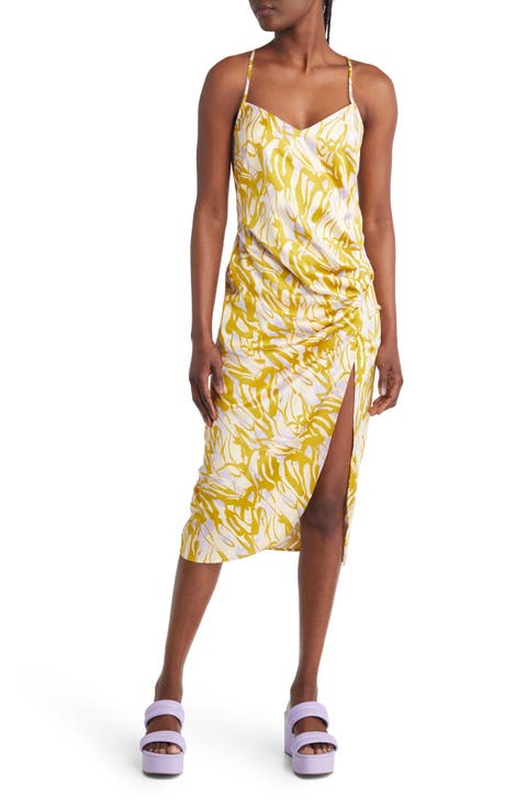 Strappy Shirred Sleeveless Midi Dress