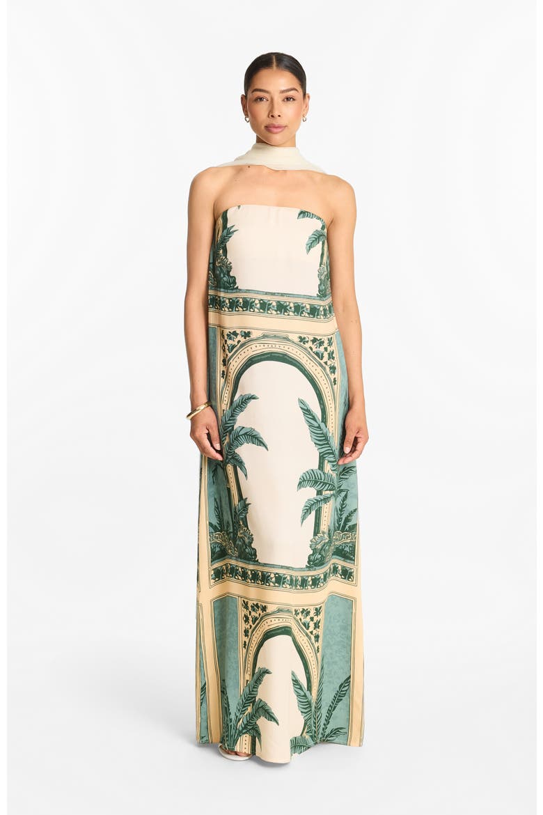 Tubi Ben Strapless Dress Viva With Shawl, Main, color, Viva Olive