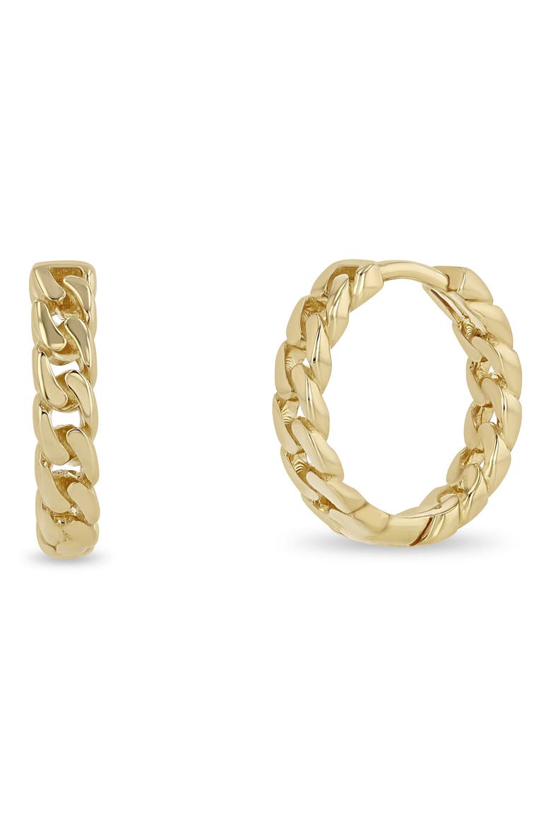 Small Curb Chain Hoop Earrings, Main, color, YELLOW GOLD