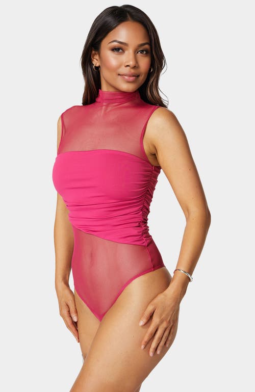 Bebe Draped Knit Bodysuit In Pink