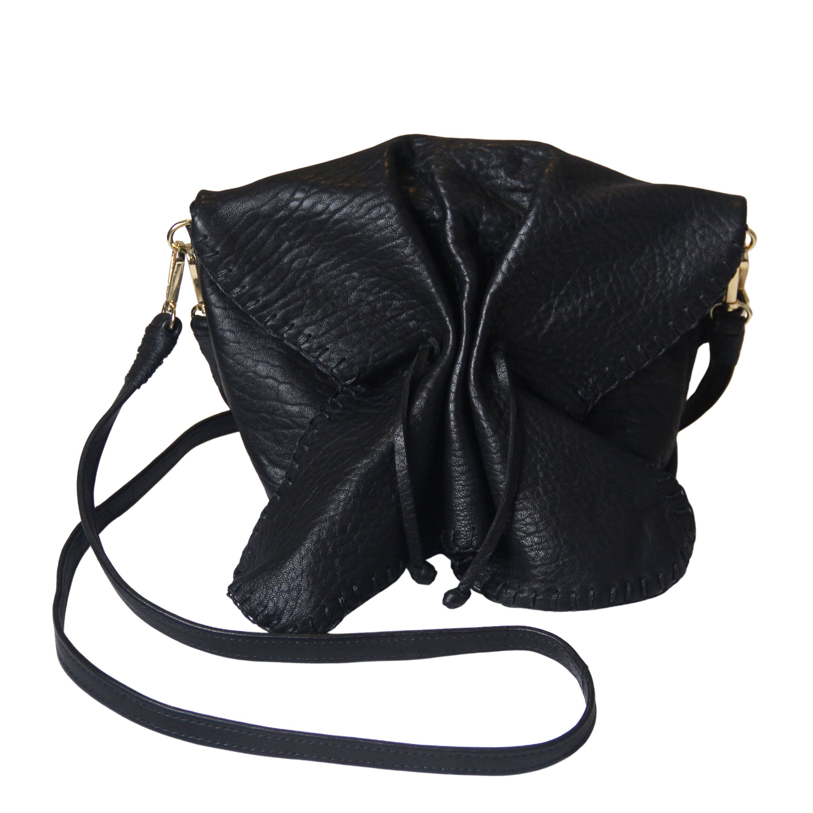 Carlos Falchi Medium Butterfly Lambskin Bag, Main, color, Black Obsidian