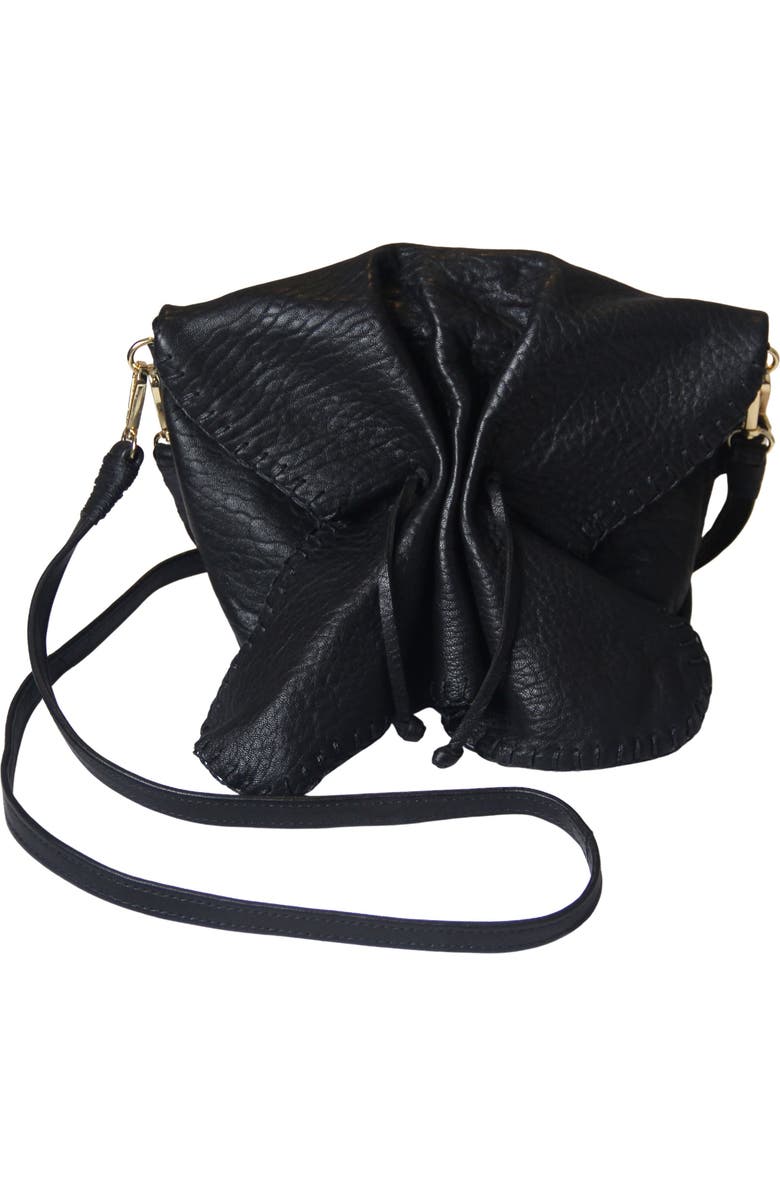 Carlos Falchi Medium Butterfly Lambskin Bag, Main, color, Black Obsidian