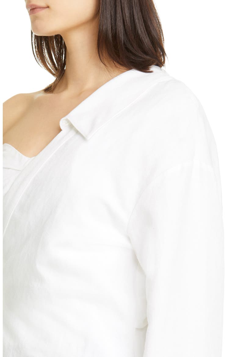 Chiara One-Shoulder Corset Shirt, Alternate, color, WHITE