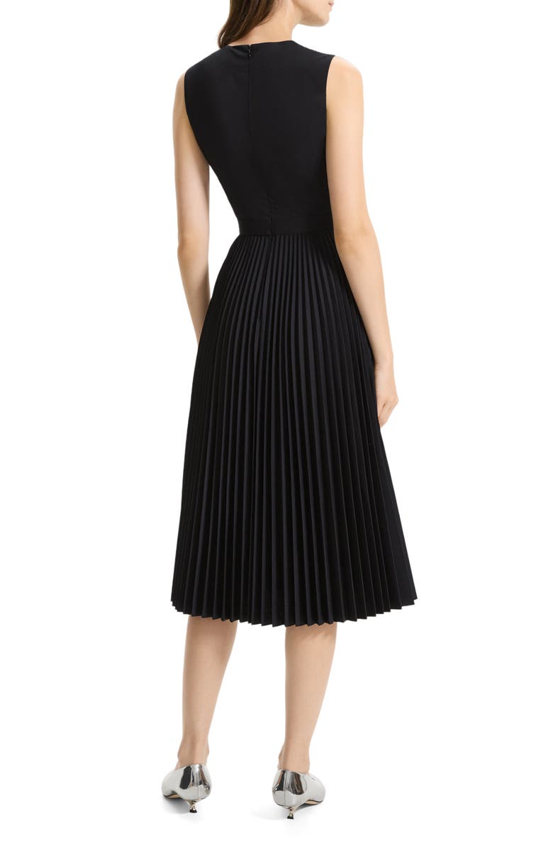 Theory Pleat Skirt Midi Dress, Alternate, color, Black