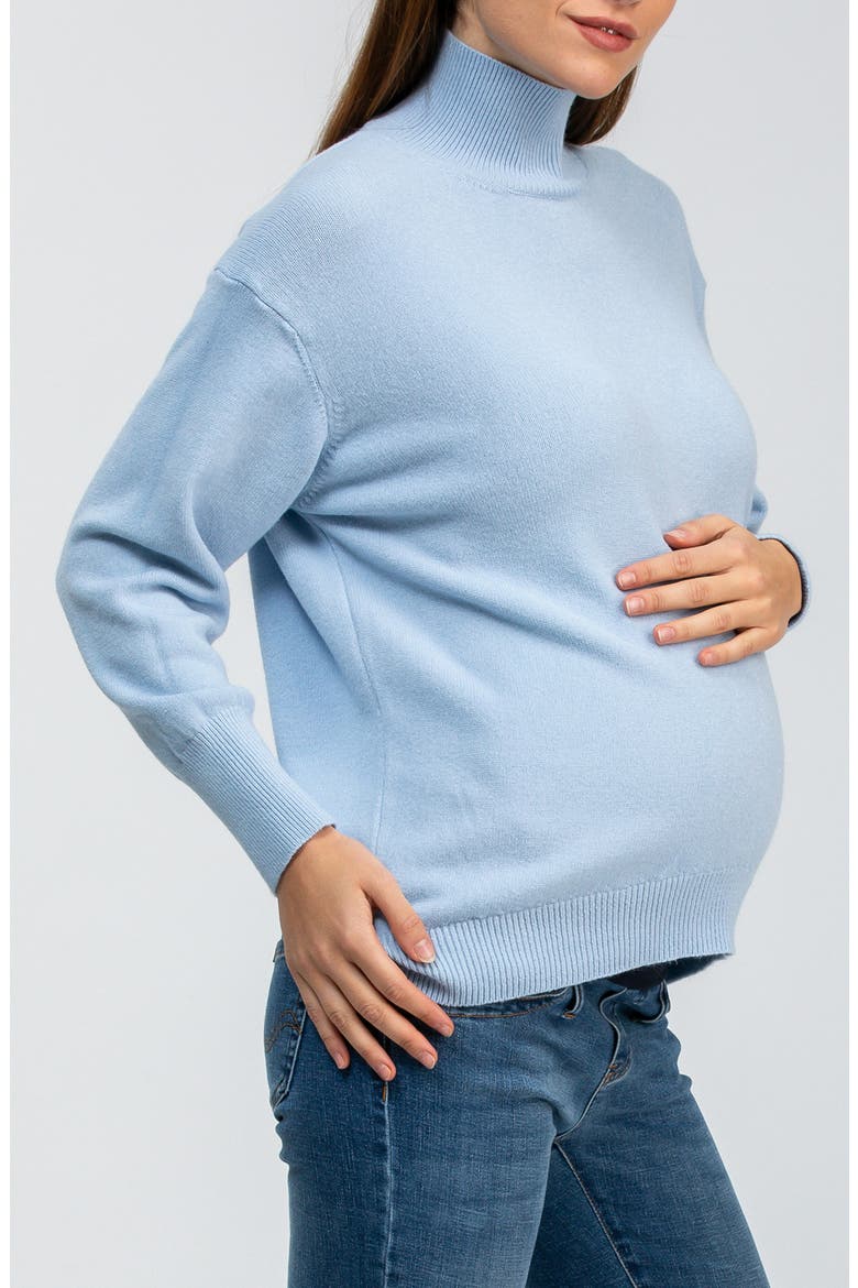Regina Mock Neck Maternity Sweater, Alternate, color, RETRO BLUE