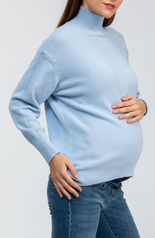 Pietro Brunelli Maternity Maternity Relaxed Turtleneck Regina Sweater With Long Sleeves In Blue