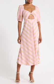 Twist Front Puff Sleeve Dress