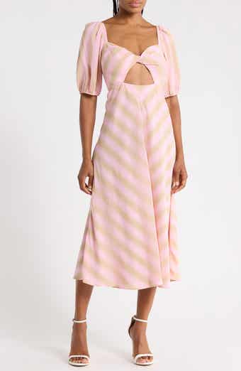 Twist Front Puff Sleeve Dress