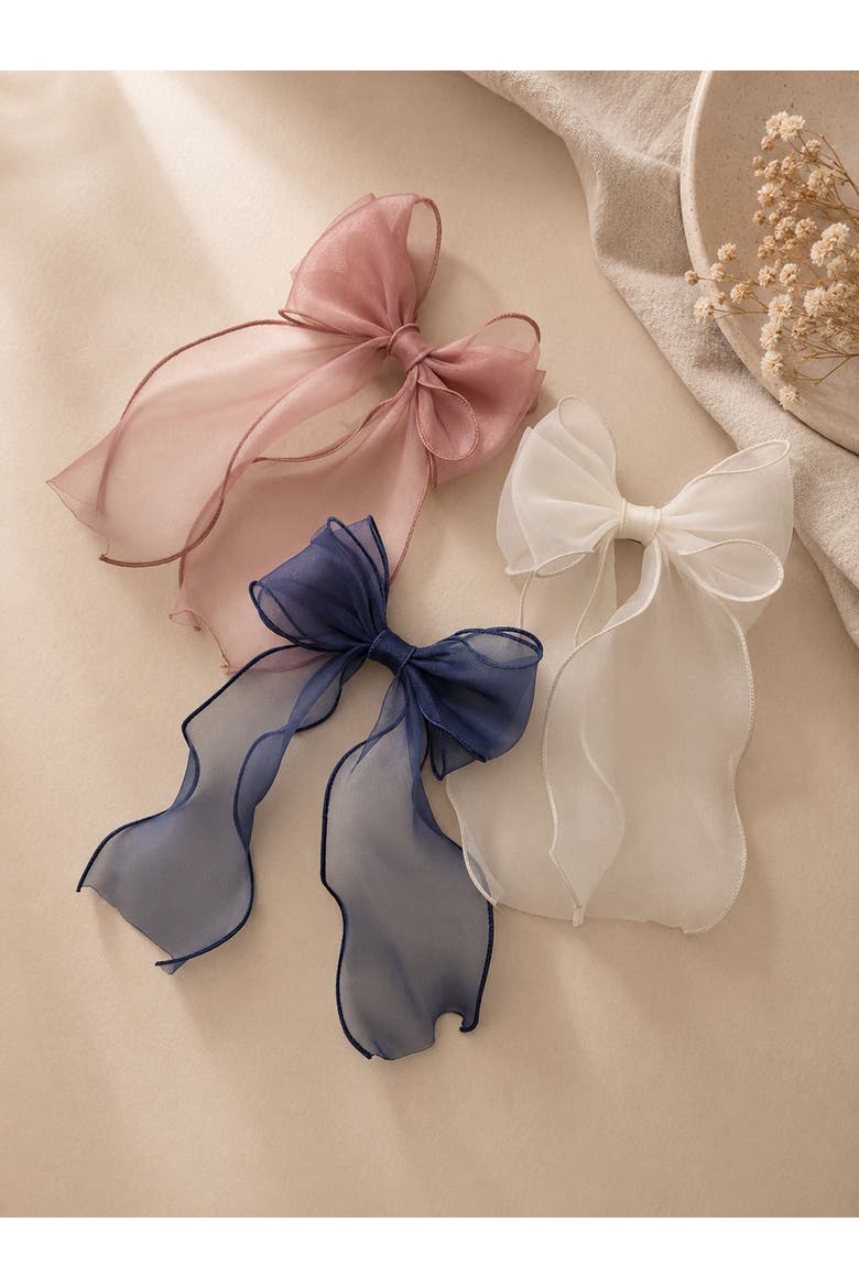 Organza Large Bow Clip Gift Set with Tin Case, Alternate, color, Blush Pink