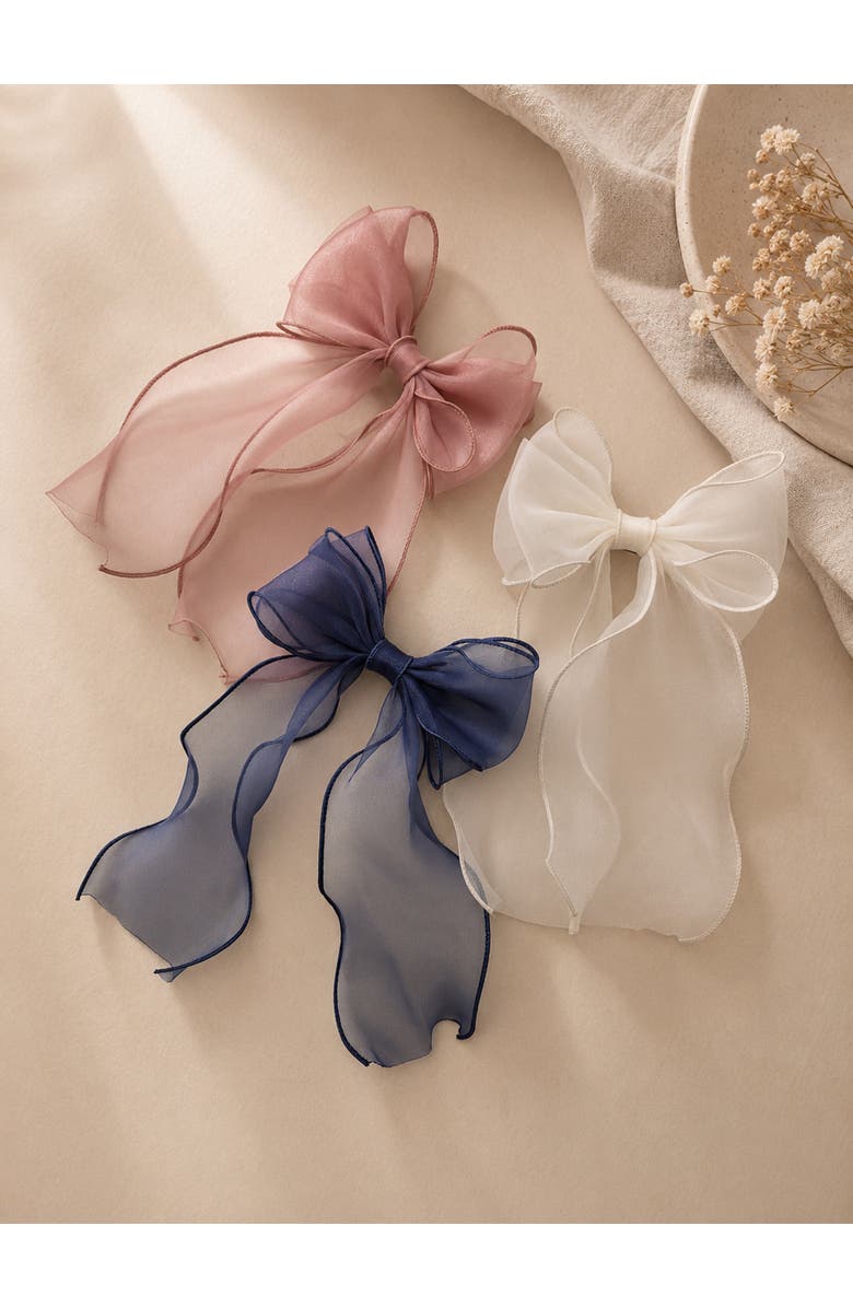 Puttisu Organza Large Bow Clip Gift Set with Tin Case, Alternate, color, Dusty Blue
