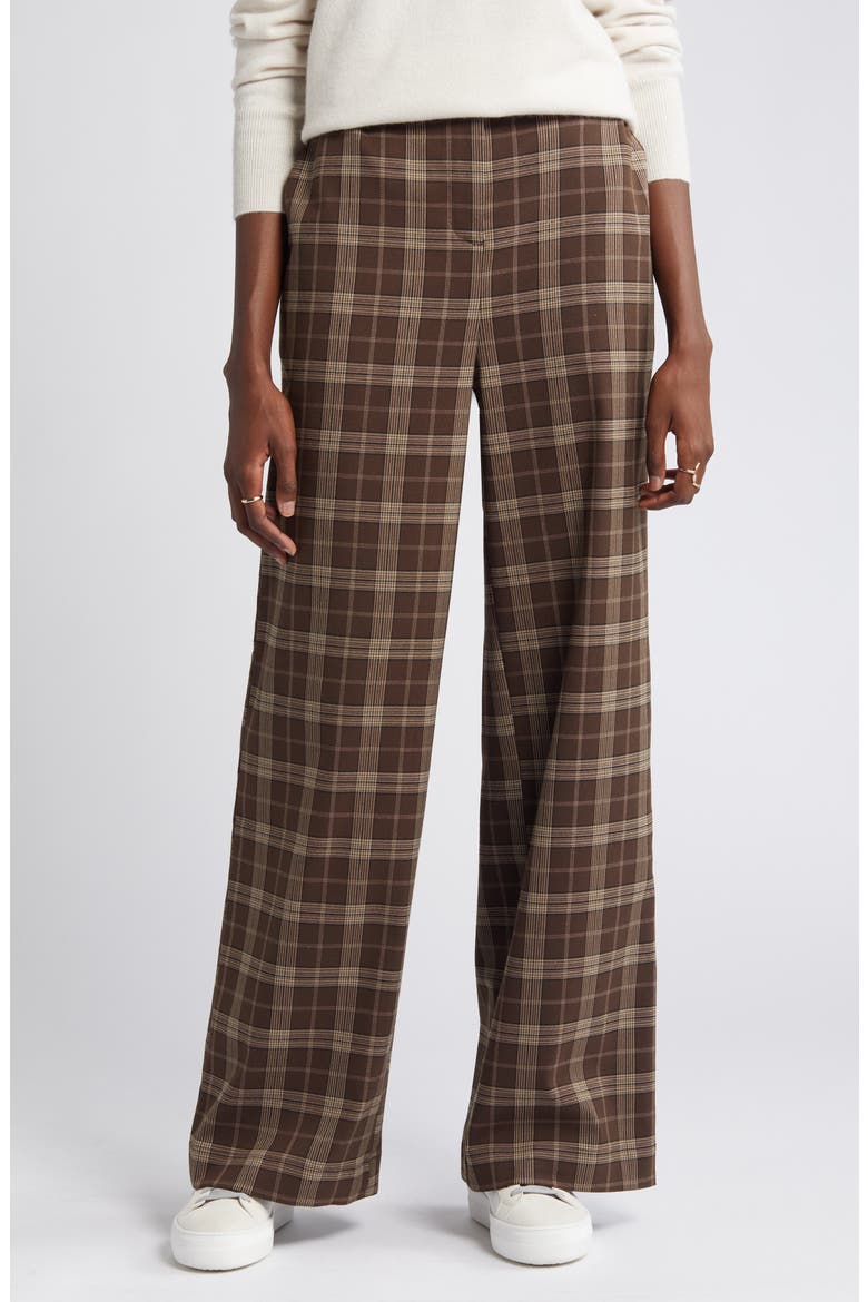 Drapey Plaid Pants, Alternate, color, BROWN D- BLACK LOUIE PLAID