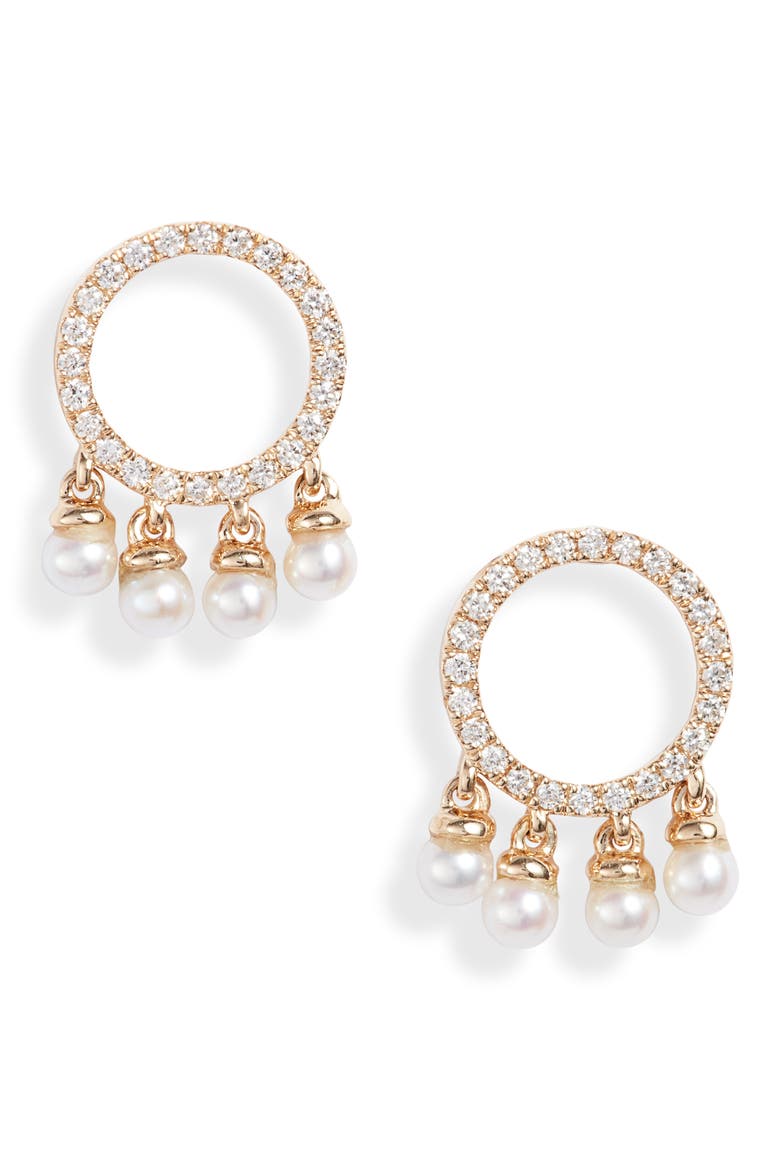 Pearl Ivy Circle Stud Earrings, Main, color, YELLOW GOLD/ DIAMOND