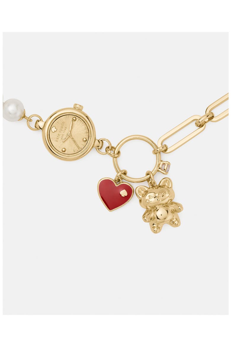 Imitation Pearl & Link Charm Necklace, Alternate, color, MULTI