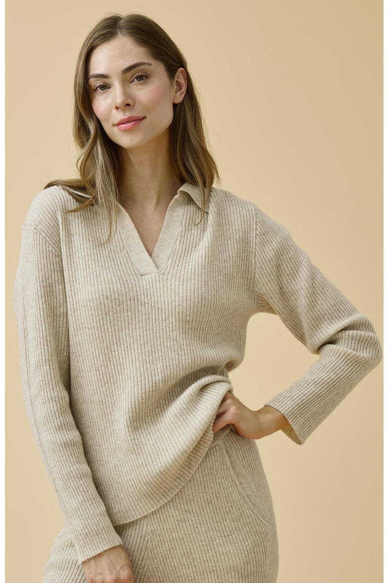 Merino Cashmere Lounge Sweater, Alternate, color, Champagne