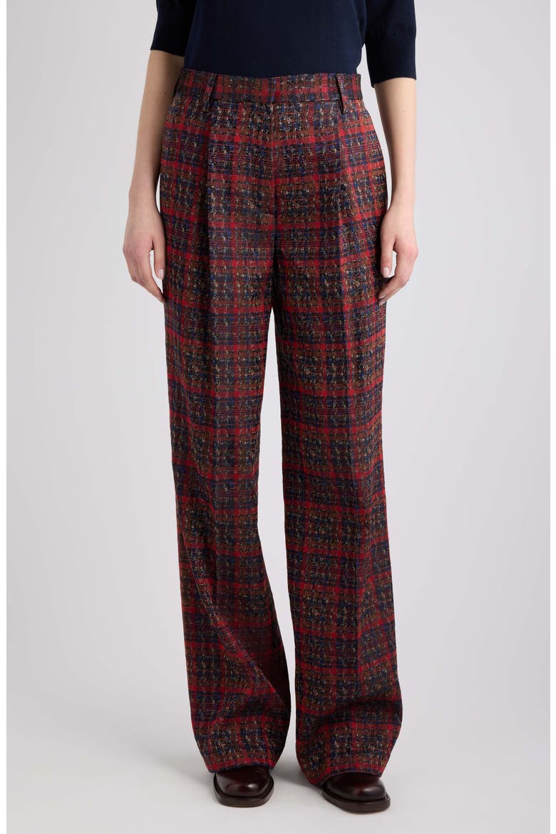 Portias Pleated Straight Leg Pants, Main, color, RED