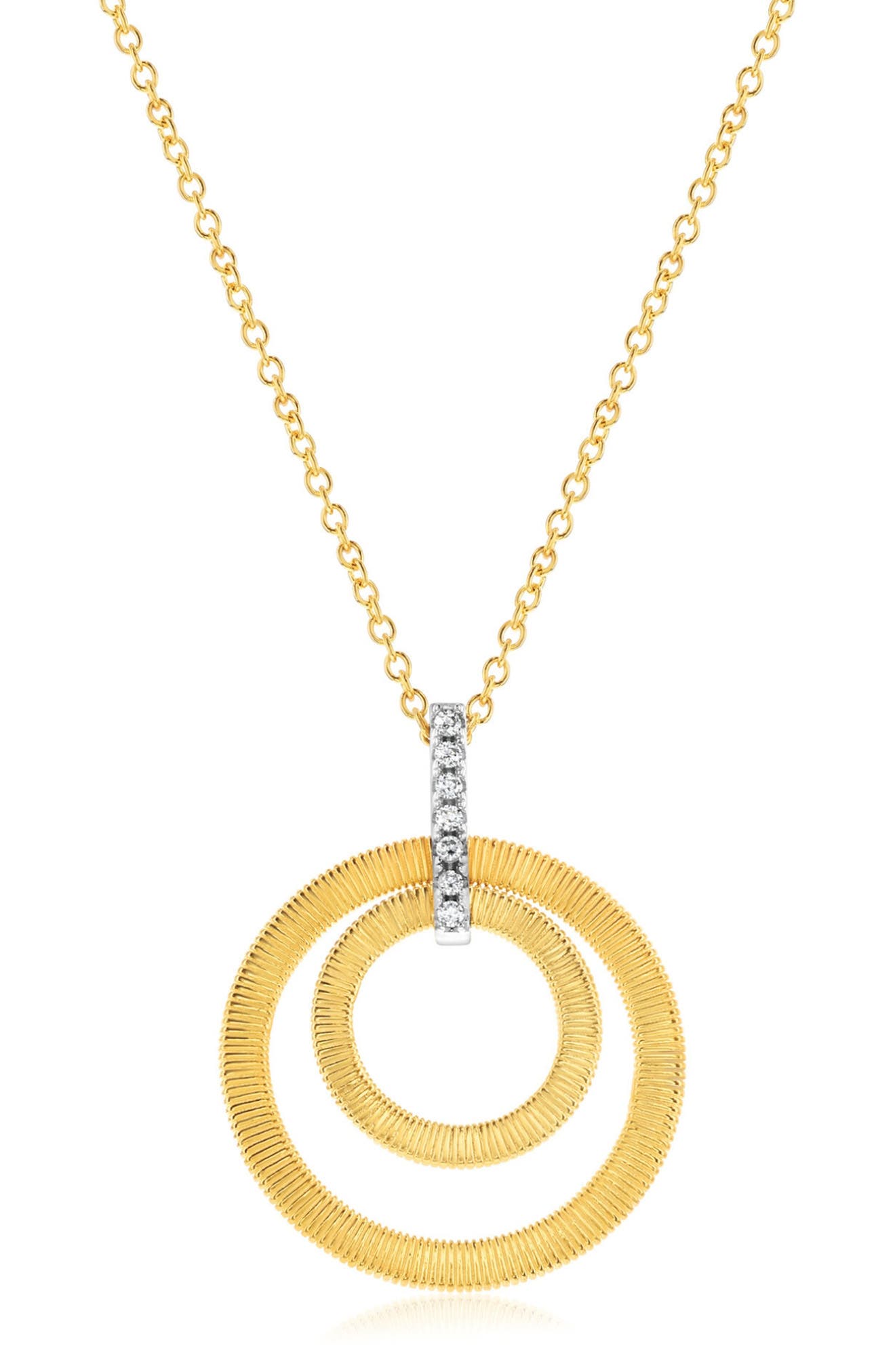 SUZY LEVIAN Golden Helix Coil Double Circle Pendant Necklace