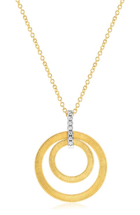 Golden Helix Coil Double Circle Pendant Necklace