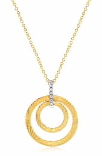 SUZY LEVIAN Golden Helix Coil Double Circle Pendant Necklace
